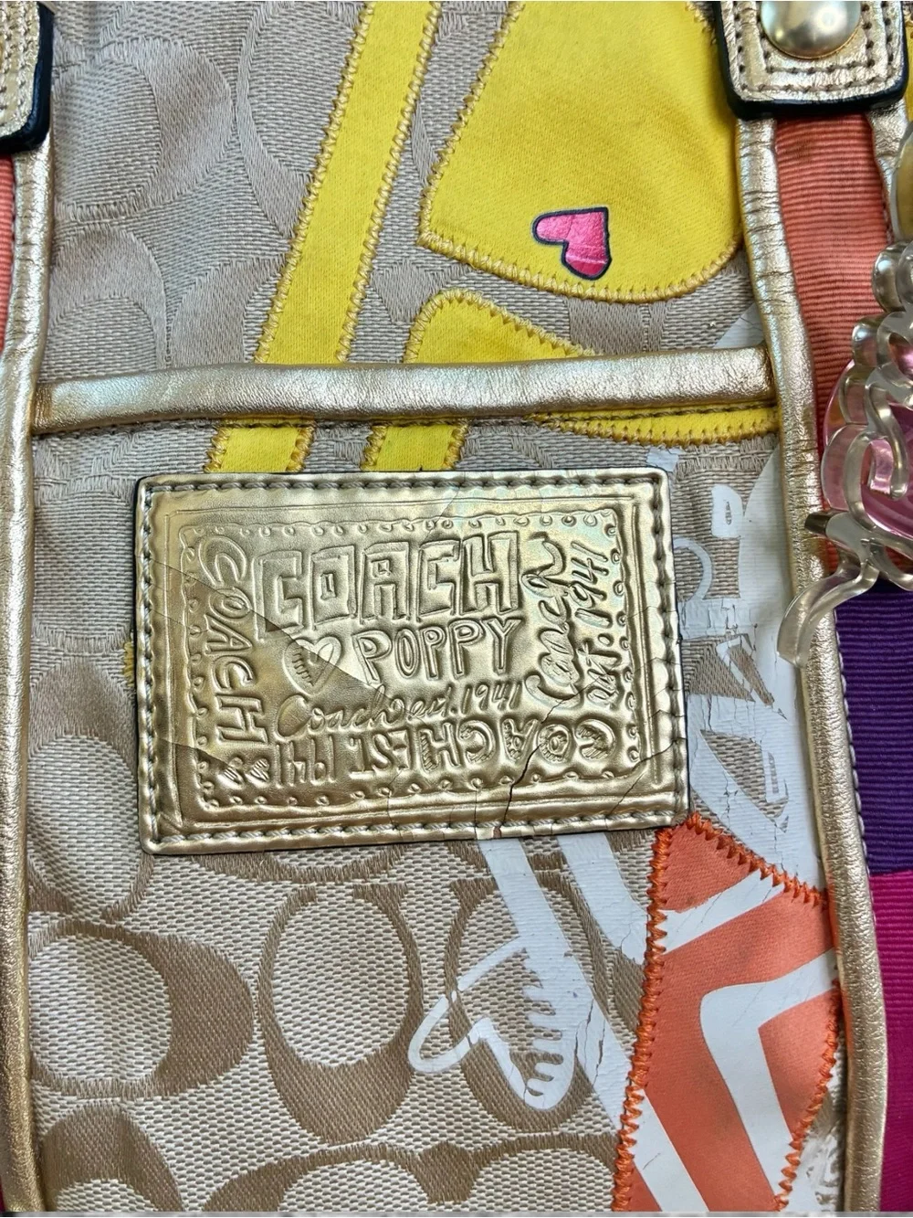Coach Poppy Signature Dome Satchel Multicolor Y2K Limited Edition Bag - Picture 4 of 11